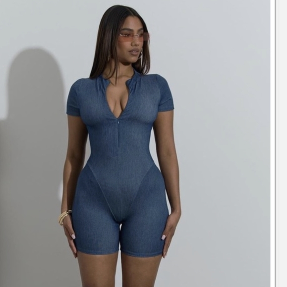 NWT Naked Wardrobe denim romper - Picture 3 of 12